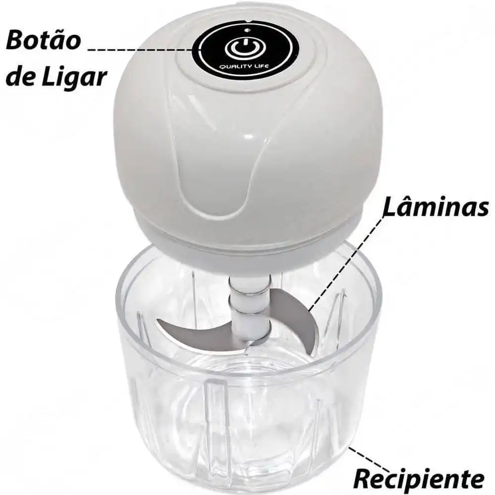 Mini Processador Usb De Alimentos Elétrico Original 250ml Bivolt Cozinha - Imagem 2
