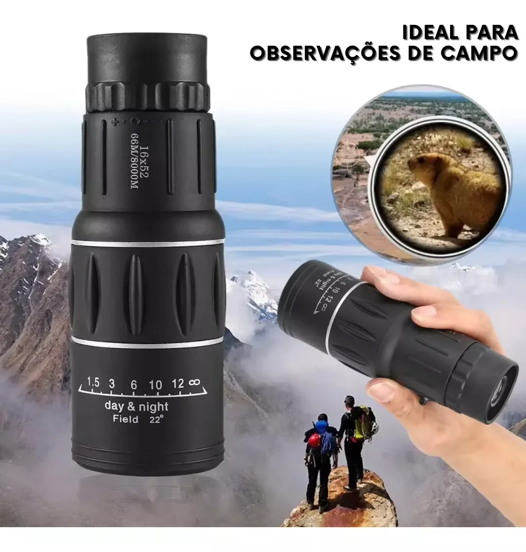 Super Monóculo Luneta Profissional Telescópio 16x52 Visão de Longa Distância