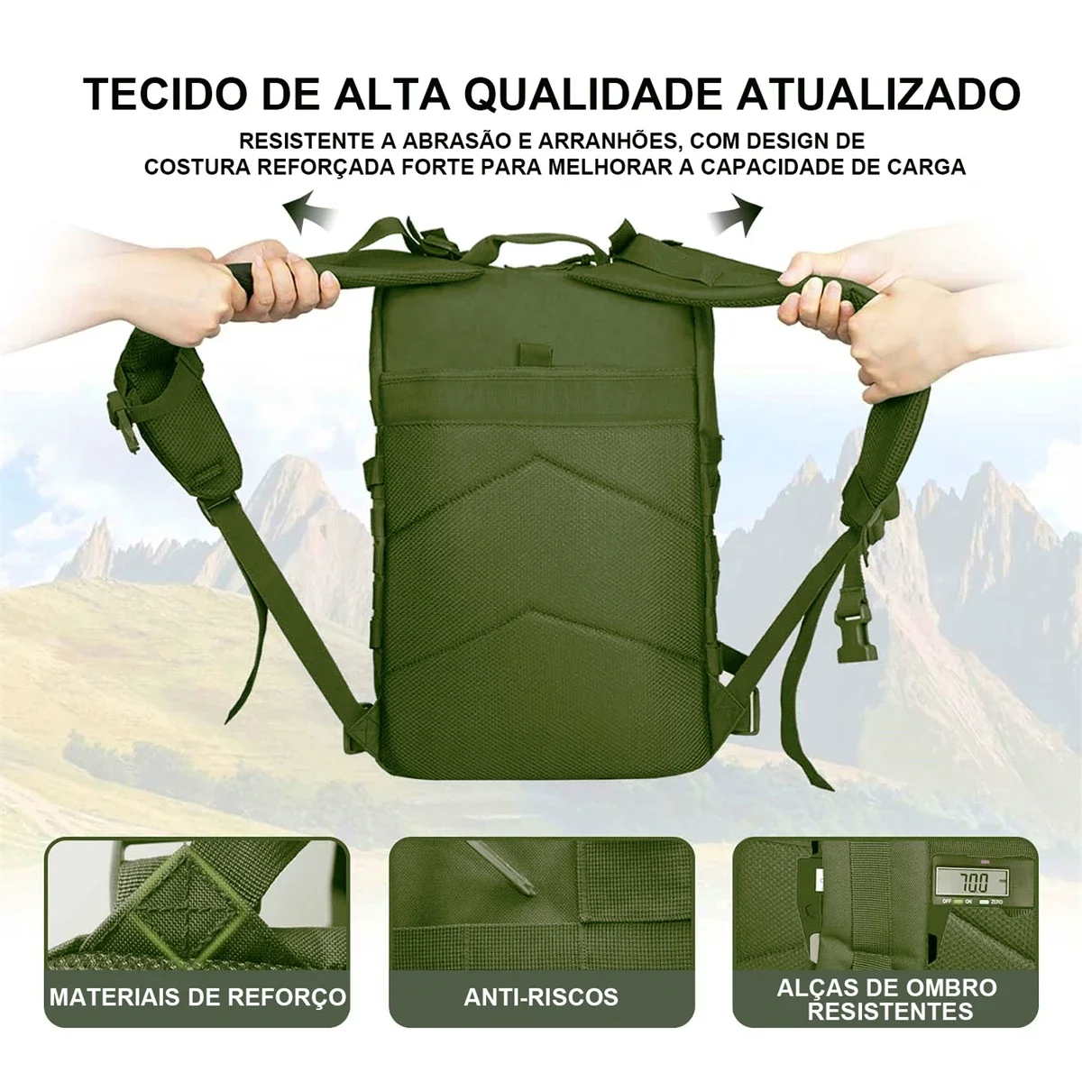 Mochila tática ao ar livre, à prova d'água, grande capacidade, - Imagem 8