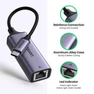 Ugreen usb c ethernet adaptador 1000/100mbps usb lan rj45