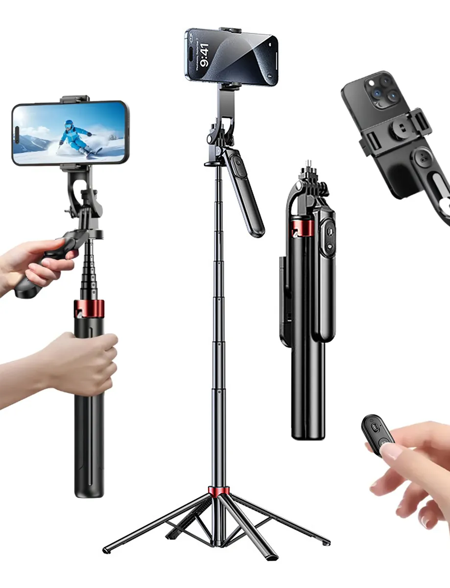 tripé extensível para transmissão ao vivo com controle remoto Bluetooth - Imagem 2