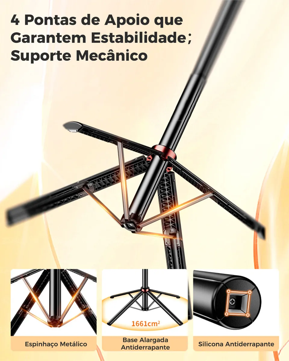 tripé extensível para transmissão ao vivo com controle remoto Bluetooth - Imagem 3