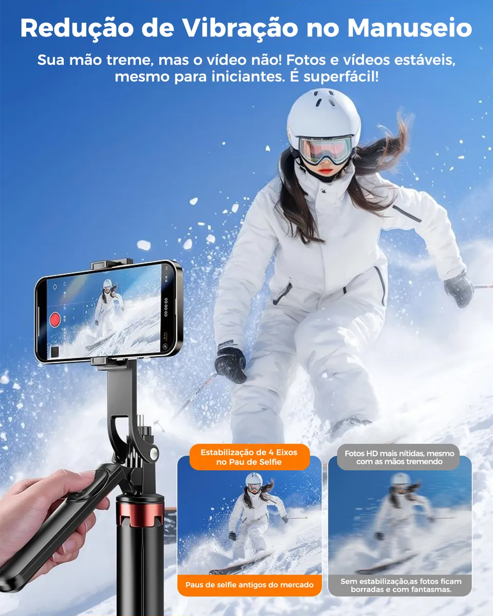 tripé extensível para transmissão ao vivo com controle remoto Bluetooth - Imagem 6