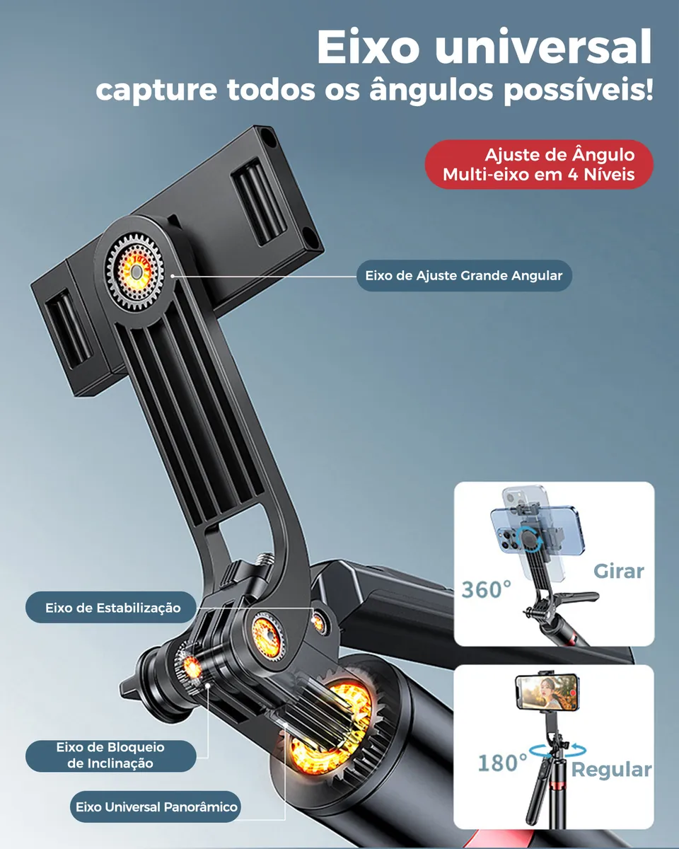 tripé extensível para transmissão ao vivo com controle remoto Bluetooth - Imagem 8