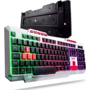 Teclado Gamer Knup Kp Te120 LED RGB Abnt2 Branco Iluminação Alta Performance