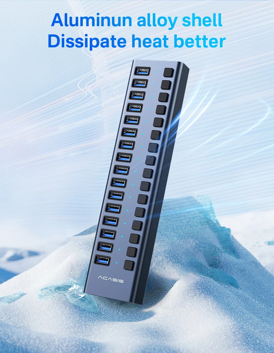 Acasis usb 3.1 hub 16 portas divisor de transferência de dados - Imagem 10
