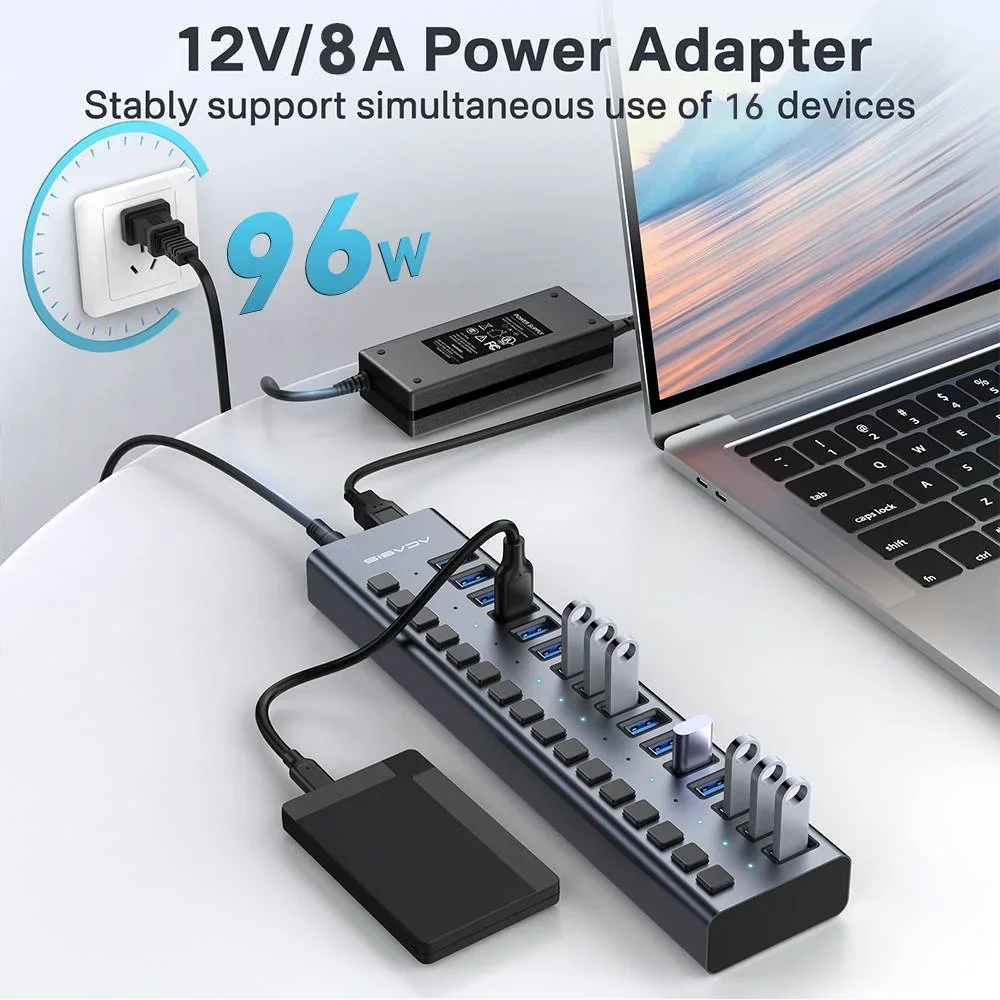 Acasis usb 3.1 hub 16 portas divisor de transferência de dados - Imagem 3