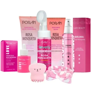 Kit Skincare Completo Rosa Mosqueta Rotina de Cuidados e Limpeza Facial