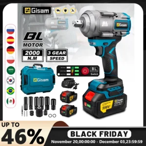 Torque Brushless Chave de impacto elétrica Chave de fenda de 1/2 polegada 18V