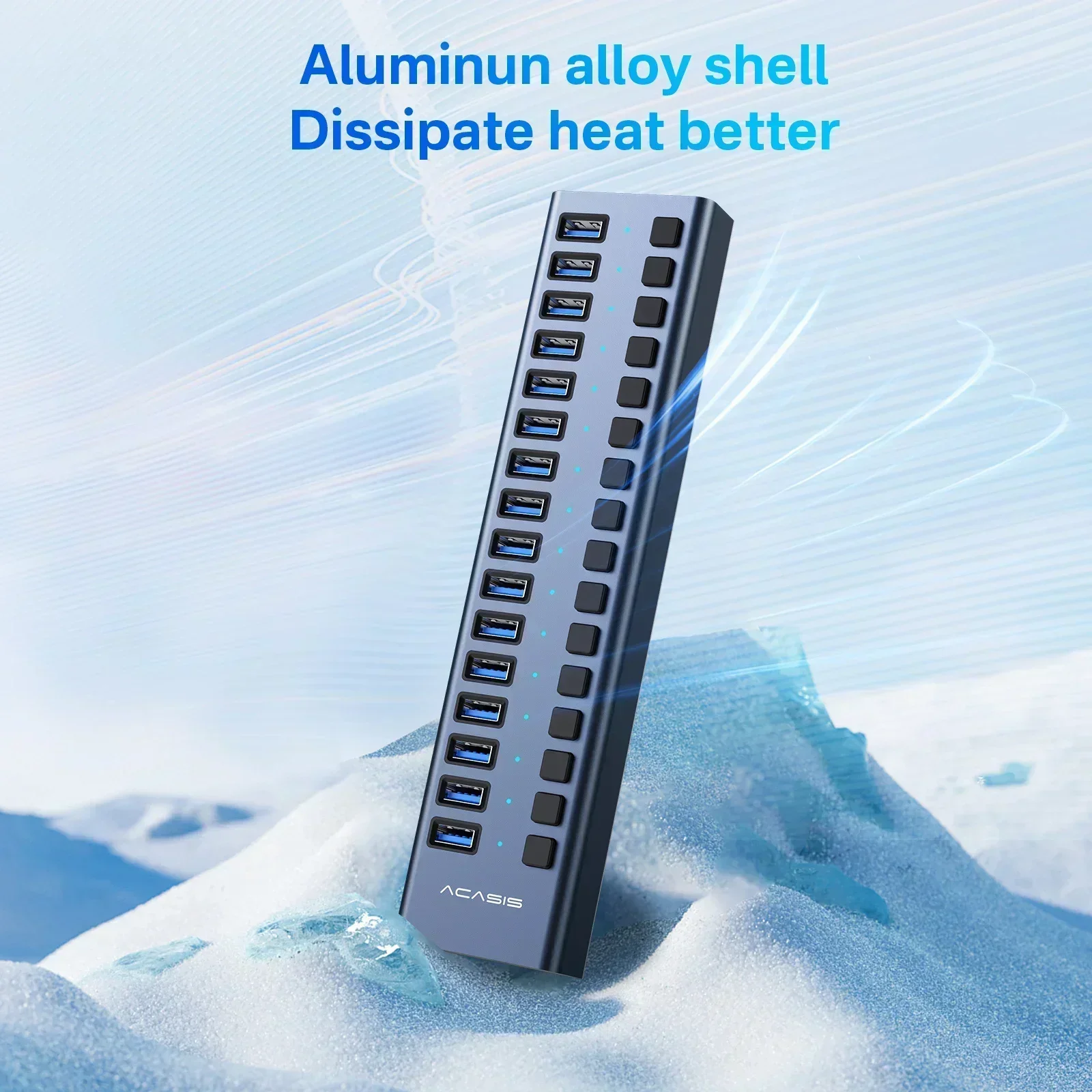 Acasis usb 3.1 hub 16 portas divisor de transferência de dados - Imagem 4