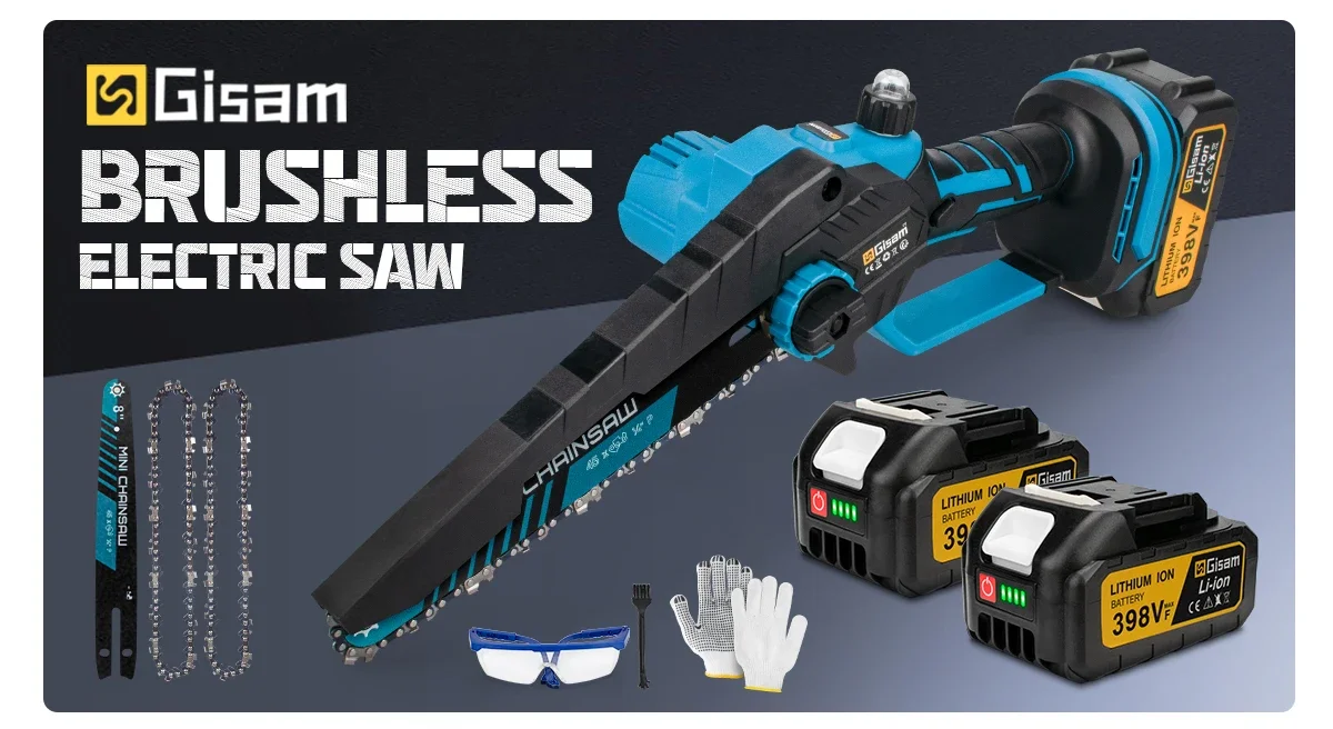 Motosserra Elétrica Sem Fio Brushless, 8 ", Portátil, Jardim, Madeira - Imagem 7