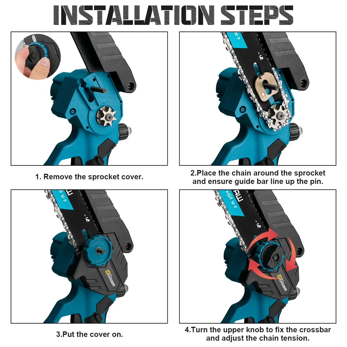 Motosserra Elétrica Sem Fio Brushless, 8 ", Portátil, Jardim, Madeira - Imagem 11