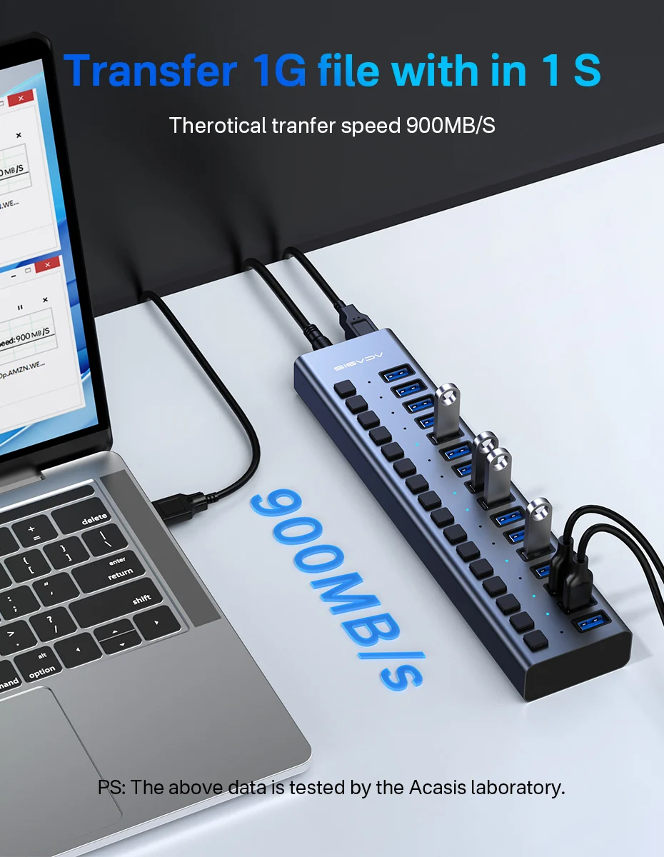Acasis usb 3.1 hub 16 portas divisor de transferência de dados - Imagem 9