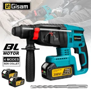 Broca de martelo elétrico sem escova, martelo rotativo multifuncional, furadeira de impacto sem fio